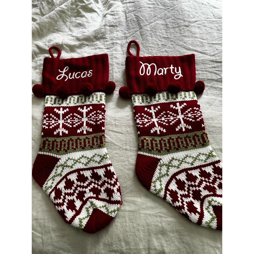 2 Personal Creations Personalized Red Fair Isle Knit Christmas Stocking Lucas